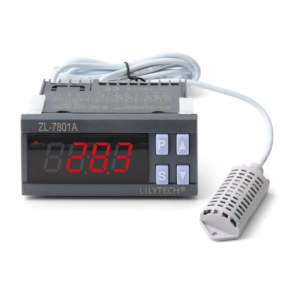 Controlador de temperatura y humedad ZL-7801A, termostato higrostato con dos salidas de temporizador para bandeja de huevos, 100-240Vac, 16A