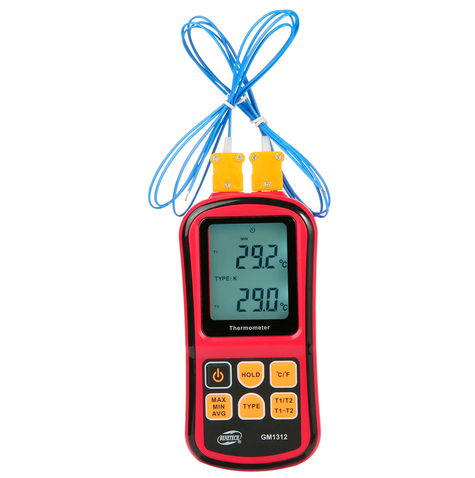 Termometro portatil con entrada para termocupla tipo K, J, medidor de temperatura portatil, precio en Peru, GM1312, Kusitest